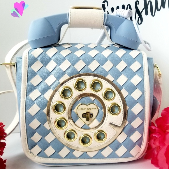 Betsey Johnson Fuchsia Glitter Off The Hook Telephone Phone Crossbody NWT $108